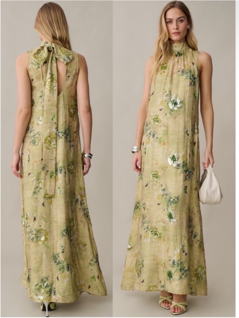 NWT o.p.t NAIA Floral Mariposa Botanical Elegant Embellished Few Moda Maxi L